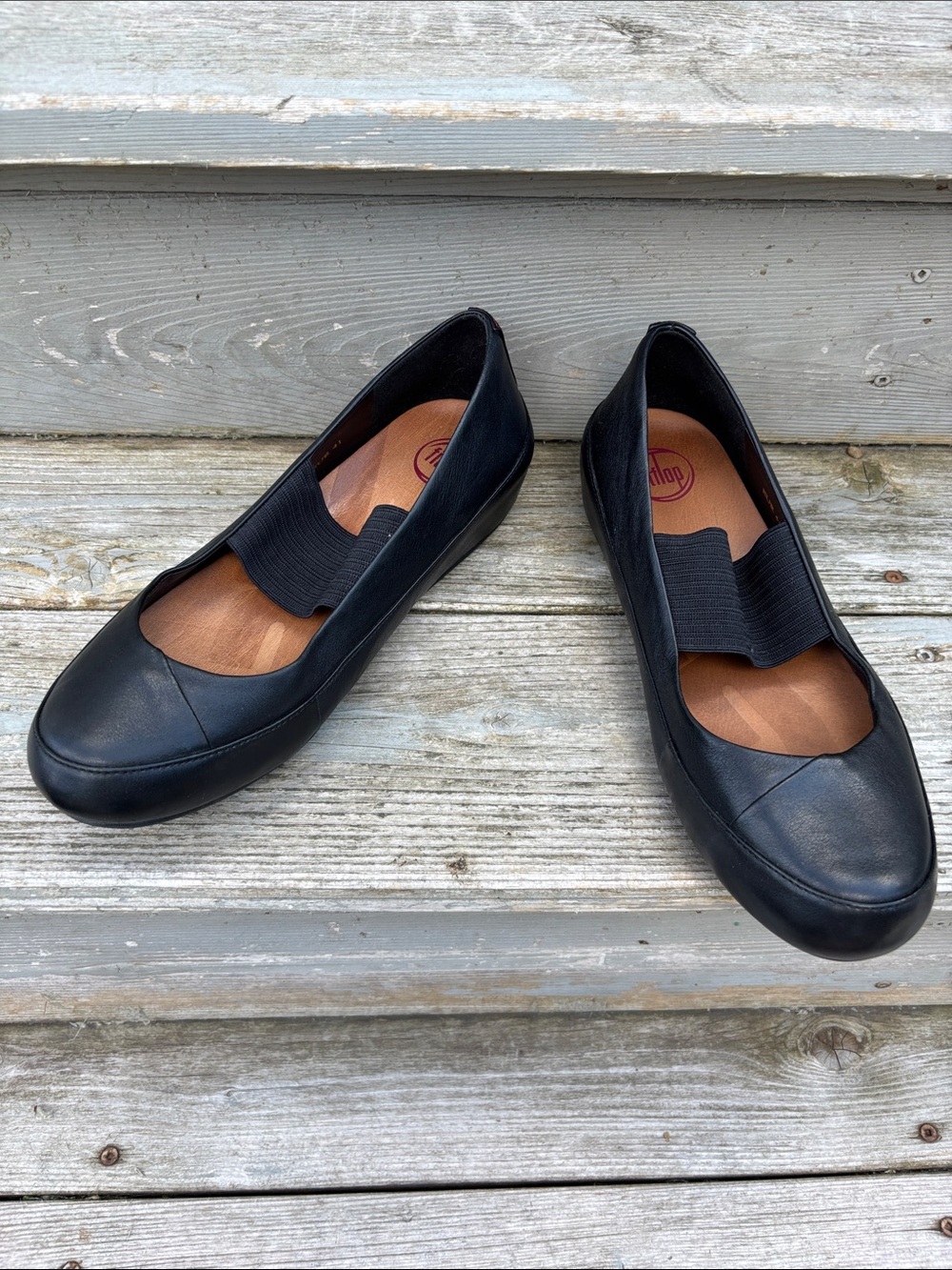 Fitflop Black Leather Mary Jane’s Sz 41